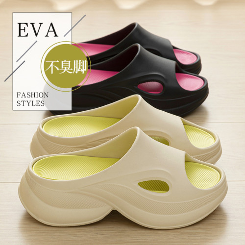 LT-6679新款外穿雙拼色厚底防滑女鞋高跟涉水軟彈外穿鞋女