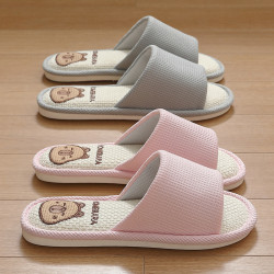 卡皮巴拉亞麻拖鞋女四季情侶家居室內軟底透氣可愛防滑拖鞋男