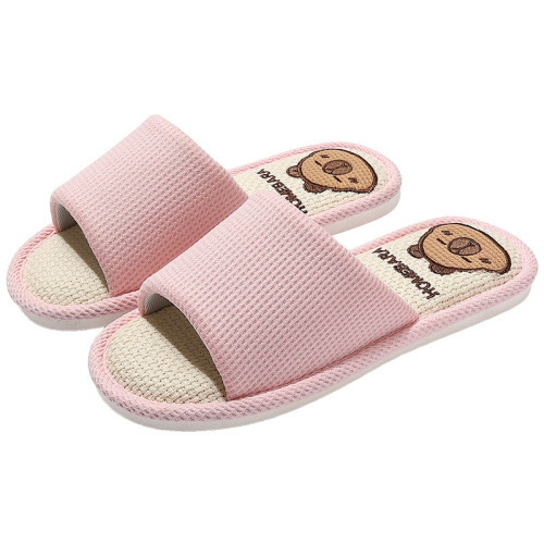 卡皮巴拉亞麻拖鞋女四季情侶家居室內軟底透氣可愛防滑拖鞋男 卡皮巴拉亞麻拖鞋女四季情侶家居室內軟底透氣可愛防滑拖鞋男