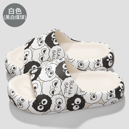 卡通可愛拖鞋女夏天外出家用厚底防滑透氣時尚網紅ins風印花涼拖