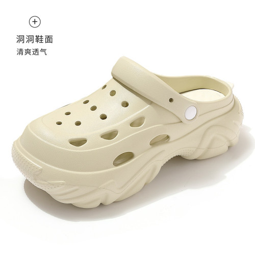 厚底白色洞洞鞋女款2025新款超火夏季外穿防滑透氣顯高沙灘涼鞋 厚底白色洞洞鞋女款2025新款超火夏季外穿防滑透氣顯高沙灘涼鞋