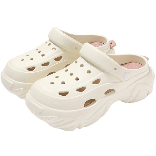 厚底白色洞洞鞋女款2025新款超火夏季外穿防滑透氣顯高沙灘涼鞋 厚底白色洞洞鞋女款2025新款超火夏季外穿防滑透氣顯高沙灘涼鞋