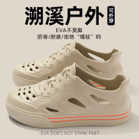 戶外溯谿洞洞鞋男夏季外穿沙灘透氣防滑拖鞋踩屎感包跟eva涼鞋女