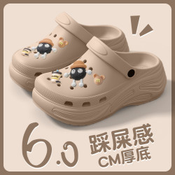 厚底洞洞鞋女2025新款外穿夏季增高海邊網紅沙灘防滑包頭涼拖女士