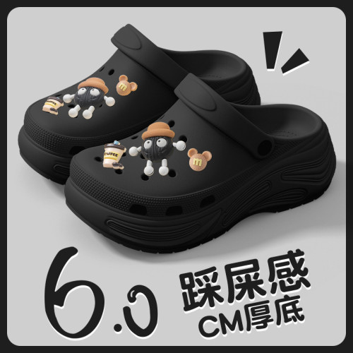 厚底洞洞鞋女2025新款外穿夏季增高海邊網紅沙灘防滑包頭涼拖女士 厚底洞洞鞋女2025新款外穿夏季增高海邊網紅沙灘防滑包頭涼拖女士