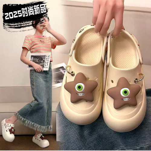 2025新款洞洞鞋女厚底可愛夏季沙灘防滑包頭透氣外穿涼拖