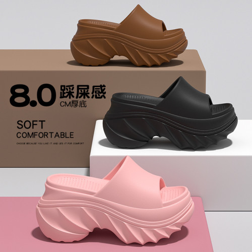 夏季厚底涼拖鞋女外穿新款高跟防滑EVA踩屎感海邊沙灘拖鞋女士 夏季厚底涼拖鞋女外穿新款高跟防滑EVA踩屎感海邊沙灘拖鞋女士