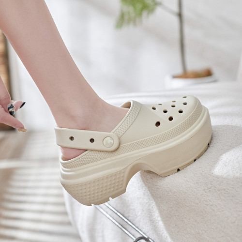 高跟洞洞鞋女夏純色平跟噴漆包頭涼拖鞋厚底EVA室內外花園鞋 高跟洞洞鞋女夏純色平跟噴漆包頭涼拖鞋厚底EVA室內外花園鞋