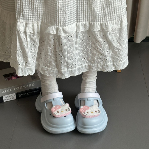 小蠻腰卡通洞洞鞋女增高厚底踩屎感拖鞋夏季外穿透氣防滑eva涼鞋