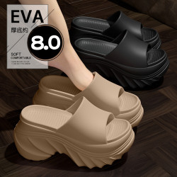 踩屎感涼拖鞋女夏季外穿新款高跟防滑EVA厚底海邊沙灘拖鞋女士