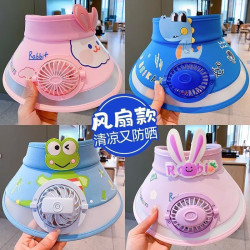 風扇帽子充電兒童夏天防曬帽男童防紫外線太陽帽女孩空頂遮陽帽