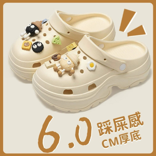 踩屎感洞洞鞋女夏季外穿厚底增高防滑沙灘涼鞋可愛DIY包頭涼拖女 踩屎感洞洞鞋女夏季外穿厚底增高防滑沙灘涼鞋可愛DIY包頭涼拖女