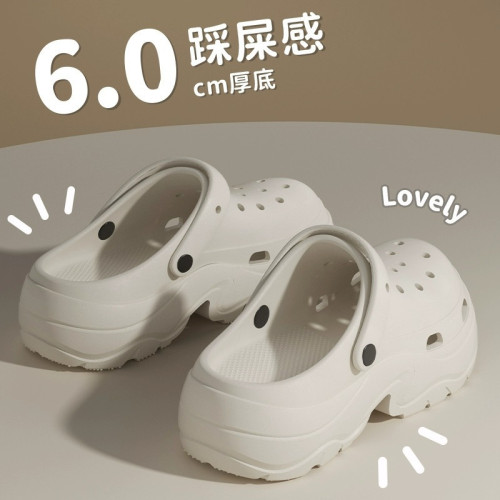 踩屎感洞洞鞋女夏季外穿厚底增高防滑沙灘涼鞋可愛DIY包頭涼拖女 踩屎感洞洞鞋女夏季外穿厚底增高防滑沙灘涼鞋可愛DIY包頭涼拖女