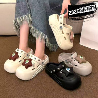 2025新款洞洞鞋女厚底可愛夏季沙灘防滑包頭透氣外穿涼拖