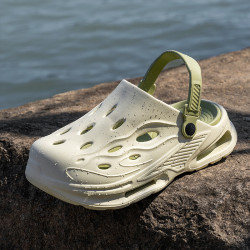 2025夏季洞洞鞋男士沙灘戶外穿踩屎感EVA簡約運動兩用拖鞋男