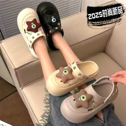 2025新款洞洞鞋女厚底可愛夏季沙灘防滑包頭透氣外穿涼拖