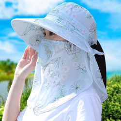 新款帽子口罩一體防曬女款夏季紫外線遮臉風帽戶外遮陽帽太陽帽女