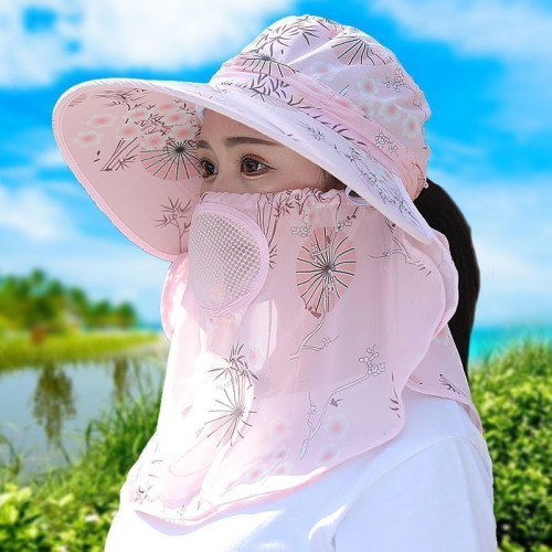 新款帽子口罩一體防曬女款夏季紫外線遮臉風帽戶外遮陽帽太陽帽女 新款帽子口罩一體防曬女款夏季紫外線遮臉風帽戶外遮陽帽太陽帽女