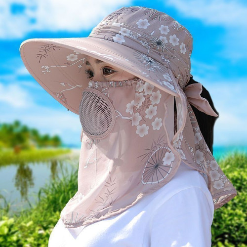 新款帽子口罩一體防曬女款夏季紫外線遮臉風帽戶外遮陽帽太陽帽女 新款帽子口罩一體防曬女款夏季紫外線遮臉風帽戶外遮陽帽太陽帽女