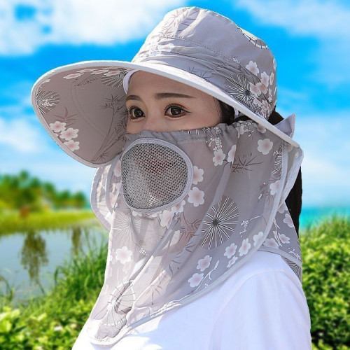 新款帽子口罩一體防曬女款夏季紫外線遮臉風帽戶外遮陽帽太陽帽女 新款帽子口罩一體防曬女款夏季紫外線遮臉風帽戶外遮陽帽太陽帽女