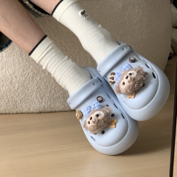 夏季外穿洞洞鞋eva女厚底踩屎感增高拖鞋防臭防滑透氣涼拖鞋沙灘