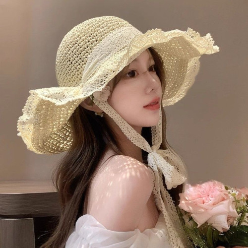 夏季防曬帽子女2025新款海邊度假沙灘大簷草編漁夫遮太陽飄帶草帽 夏季防曬帽子女2025新款海邊度假沙灘大簷草編漁夫遮太陽飄帶草帽
