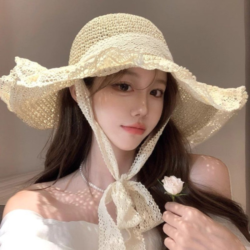 夏季防曬帽子女2025新款海邊度假沙灘大簷草編漁夫遮太陽飄帶草帽 夏季防曬帽子女2025新款海邊度假沙灘大簷草編漁夫遮太陽飄帶草帽