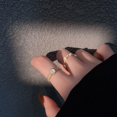 ins潮套裝戒指女復古小衆個性珍珠指環戒冷淡風高級感手飾品 ins潮套裝戒指女復古小衆個性珍珠指環戒冷淡風高級感手飾品