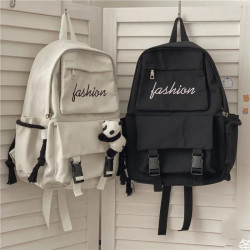 韓國ins港風復古工裝雙肩包日系原宿暗黑少女學生書包帆布後背包男