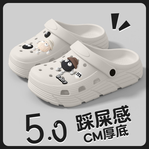 煤球洞洞鞋女新款外穿夏季厚底增高海邊網紅沙灘防滑包頭涼拖女士 煤球洞洞鞋女新款外穿夏季厚底增高海邊網紅沙灘防滑包頭涼拖女士