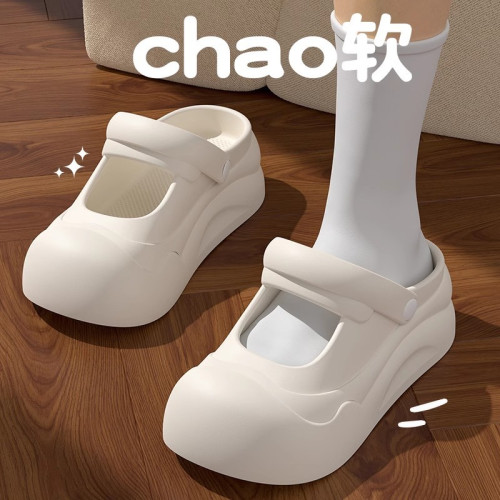 瑪麗珍厚底洞洞鞋女2025新款外穿逛街沙灘防滑包頭涼拖鞋女士夏季