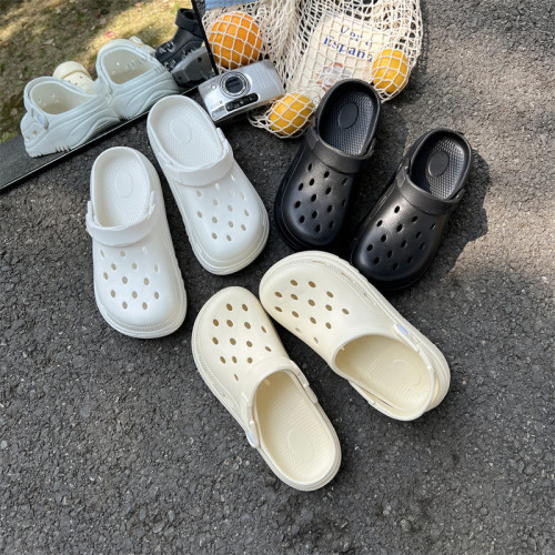 厚底洞洞鞋女款夏季2025新款潮增高防滑包頭半拖鞋沙灘涼鞋外穿 厚底洞洞鞋女款夏季2025新款潮增高防滑包頭半拖鞋沙灘涼鞋外穿