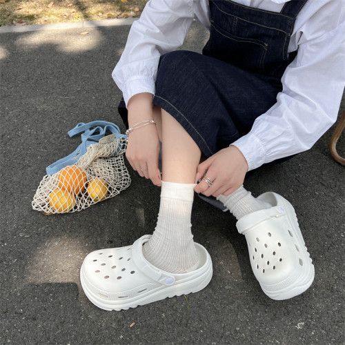 厚底洞洞鞋女款夏季2025新款潮增高防滑包頭半拖鞋沙灘涼鞋外穿 厚底洞洞鞋女款夏季2025新款潮增高防滑包頭半拖鞋沙灘涼鞋外穿