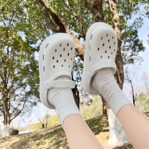 厚底洞洞鞋女款夏季2025新款潮增高防滑包頭半拖鞋沙灘涼鞋外穿 厚底洞洞鞋女款夏季2025新款潮增高防滑包頭半拖鞋沙灘涼鞋外穿