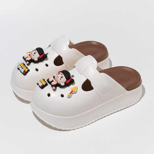 新款雙拼色魔童哪吒洞洞鞋eva厚底外穿勃肯鞋ins風洞洞鞋女 新款雙拼色魔童哪吒洞洞鞋eva厚底外穿勃肯鞋ins風洞洞鞋女