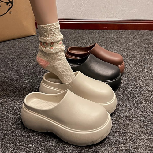 涼拖鞋女夏外穿厚底小個子增高時尚超火懶人一腳蹬防水勃肯包頭拖 涼拖鞋女夏外穿厚底小個子增高時尚超火懶人一腳蹬防水勃肯包頭拖