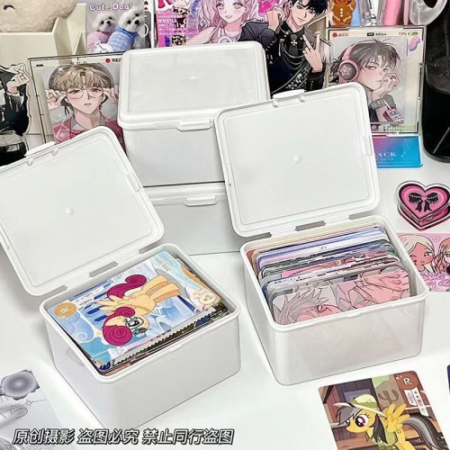 純白翻蓋收納盒咕卡小馬寶莉小卡卡膜收納整理盒子多功能防塵盒 純白翻蓋收納盒咕卡小馬寶莉小卡卡膜收納整理盒子多功能防塵盒