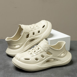 踩屎感洞洞鞋男款夏季外穿EVA防臭厚底戶外釣魚沙灘防滑涼鞋男士