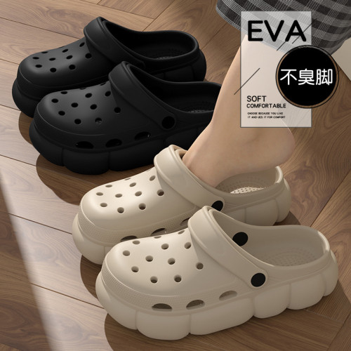 厚底夏季外穿洞洞鞋女款2025新款增高沙灘防滑防臭踩屎感涼鞋女士 厚底夏季外穿洞洞鞋女款2025新款增高沙灘防滑防臭踩屎感涼鞋女士