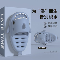 鯊魚浴室拖鞋女士洗澡漏水速乾鏤空防滑家居室內情侶涼拖鞋男夏季