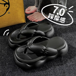 踩屎感厚底人字拖女外穿2025新款夏季增高防滑不臭腳海邊夾腳涼拖