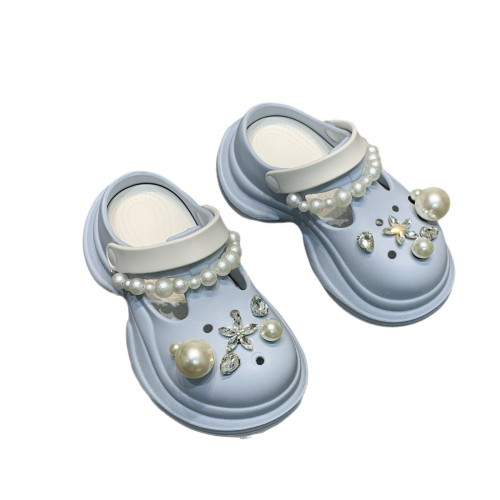 珍珠水鑽洞洞鞋女潮流時尚夏季包頭拖鞋外穿厚底透氣防滑eva涼鞋 珍珠水鑽洞洞鞋女潮流時尚夏季包頭拖鞋外穿厚底透氣防滑eva涼鞋