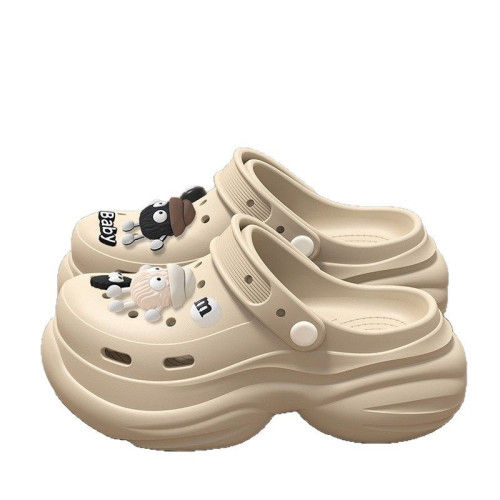 厚底洞洞鞋女2025新款夏季外穿逛街防滑沙灘踩屎感包頭涼拖鞋女士