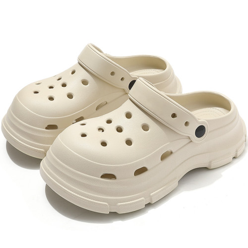 洞洞鞋女夏季外穿海邊透氣防滑松糕厚底eva包頭沙灘拖鞋女款