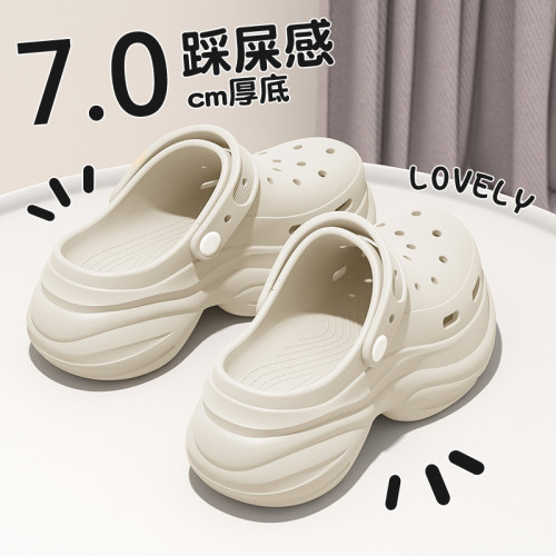 厚底洞洞鞋女款2025新款夏季外穿逛街防滑上班不累腳包頭涼拖女士 厚底洞洞鞋女款2025新款夏季外穿逛街防滑上班不累腳包頭涼拖女士