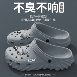 踩屎感洞洞鞋男款夏季外穿2025新款厚底增高涼鞋防滑防臭拖鞋男士