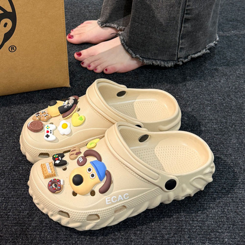 踩屎感洞洞鞋男款夏季外穿2025新款厚底增高涼鞋防滑防臭拖鞋男士