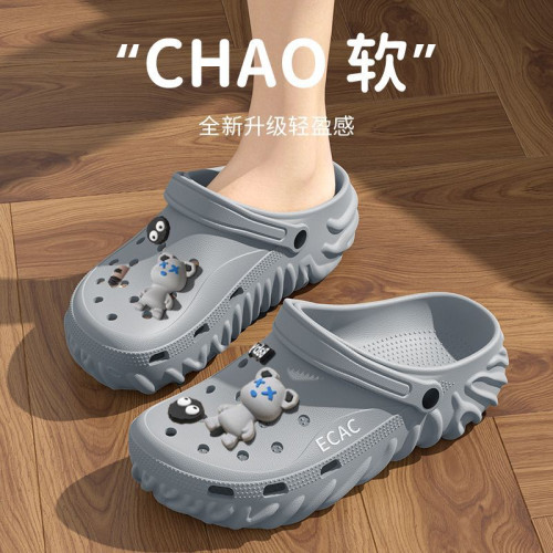 踩屎感洞洞鞋男款夏季外穿2025新款厚底增高涼鞋防滑防臭拖鞋男士