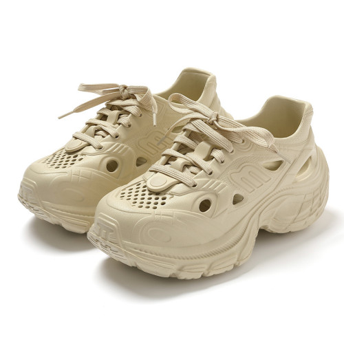 厚底洞洞鞋女款外穿夏季2025新款溯谿沙灘運動老爹鞋防滑顯高涼鞋