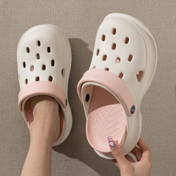 厚底增高洞洞鞋女士2025新款夏季防滑軟底包頭EVA外穿沙灘涼拖鞋